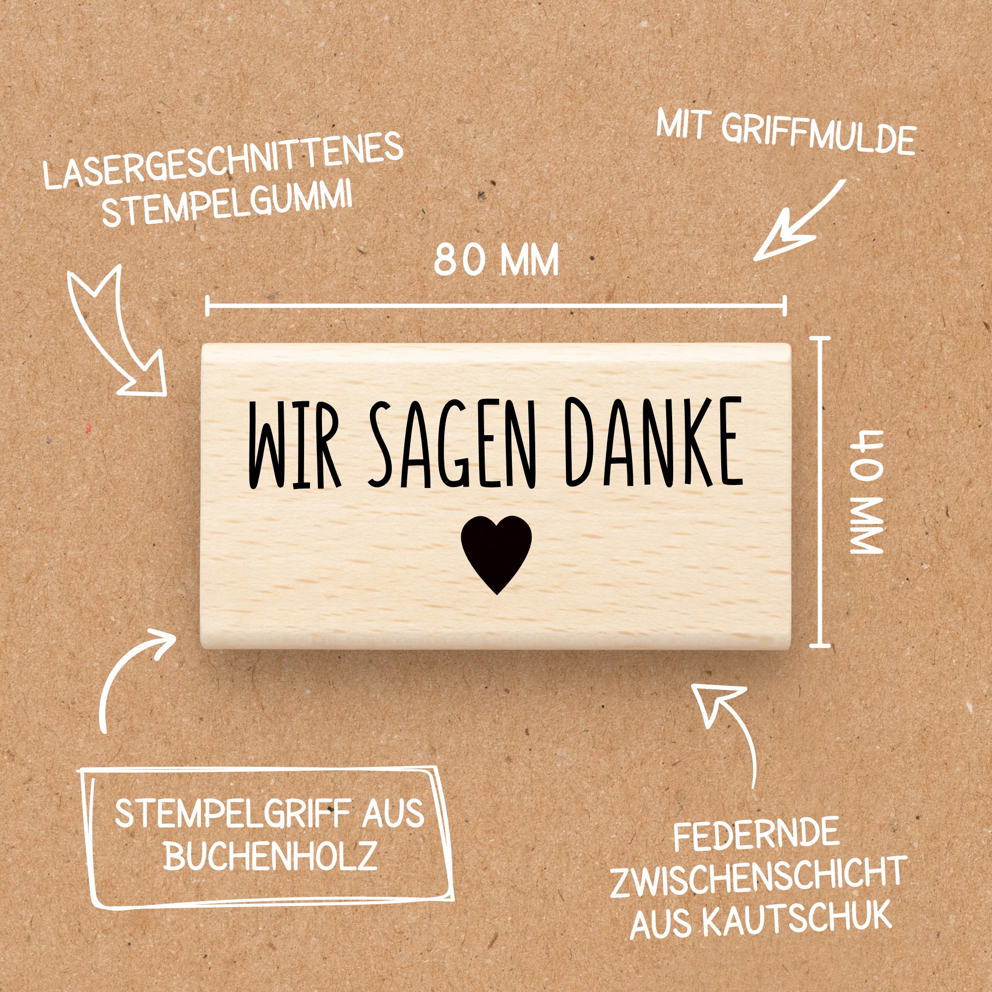 Stempel Wir sagen Danke - Editon Emma | Textstempel Danke | Wunderlich's