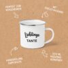 15141029-informationen-merkmale Emailletasse Lieblingstante - Script