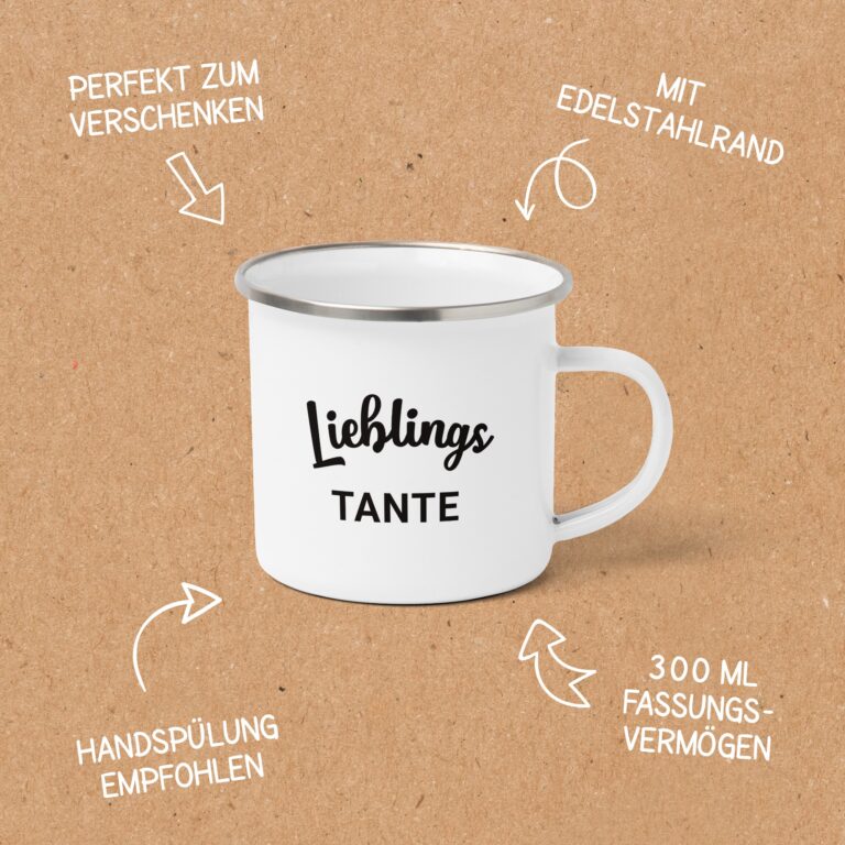 15141029-informationen-merkmale Emailletasse Lieblingstante - Script